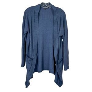 Wantable Women's Waffle Knit Long Sleeve Open Front Cardigan Navy Size Medium